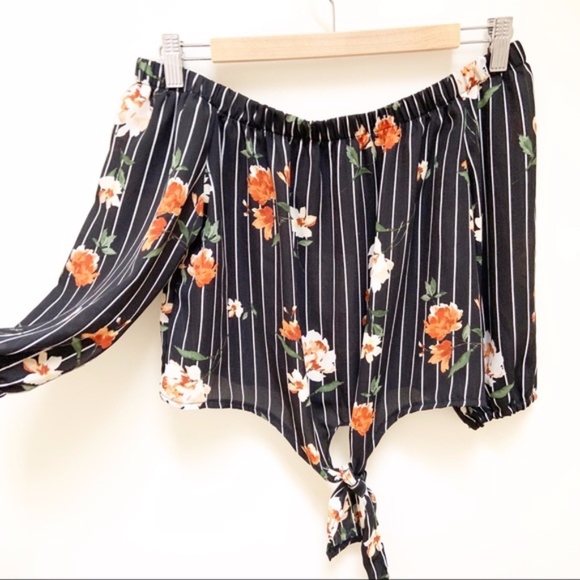 Polly & Esther Tops - 4/$25 polly & esther floral black off shoulder M